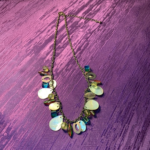 2/$20 Blue Yellow Glass Beads MOP Shell Necklace - Picture 2 of 9